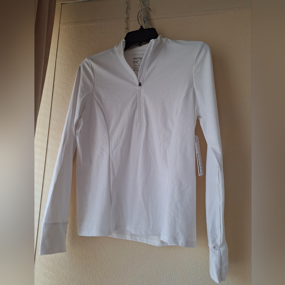 Mott50 White Quarter-Zip Swim Top Rash Guard L but fits Smaller